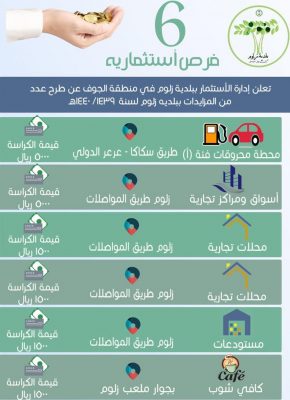 بلدية زلوم تطرح عددًا من الاستثمارات التجارية