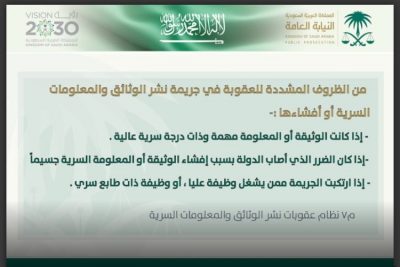 3 ظروف مشددة للعقوبة في جريمة نشر الوثائق والمعلومات السرية