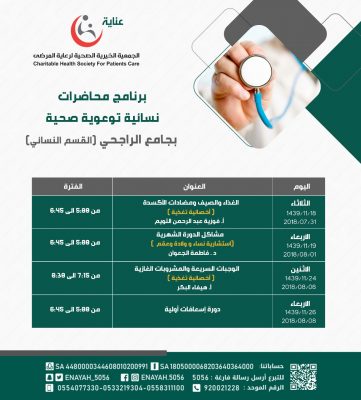 جمعية عناية تقدم مجموعة من المحاضرات التوعوية الصحية