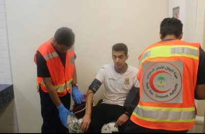 الهلال الأحمر يسعف 6 حالات في مباراة نادي الاتحاد السعودي والوصل الإماراتي بالجوهرة