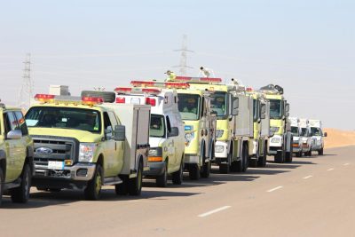 الدفاع المدني بدومة الجندل: ينفذ فرضية شاملة لحادث حريق عربات “سار”