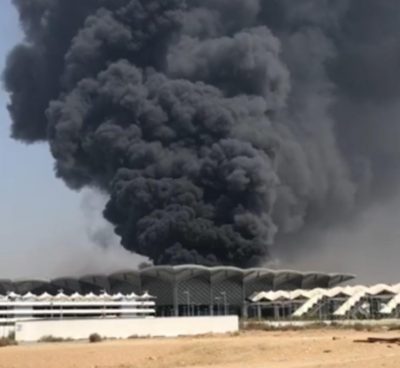 حريق متطور بمحطة قطار الحرمين بسليمانية جدة