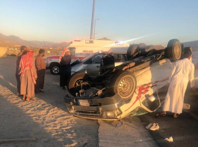 6 اصابات في حادث انقلاب في شرائع النخل