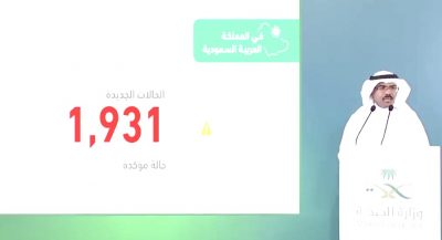 فيديو متحدث ⁧‫الصحة‬⁩: تسجيل 1931 حالة جديدة مصابة بفيروس ⁧‫كورونا‬⁩ توزعت في مختلف مدن ومناطق ⁧‫المملكة‬⁩