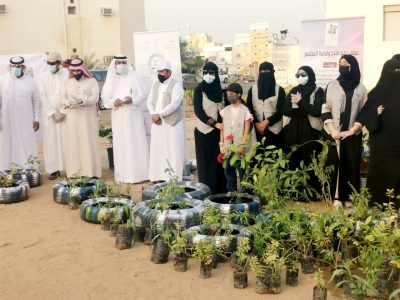 فعاليات تشجير مباني محافظة بحرة وكلية الاتصالات والالكترونيات والاتصالات السعودية بجدة