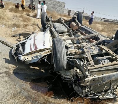 حادث مروع لطلاب على طريق شهده التابعة لمحافظة صبيا  يخلف وفيات وإصابات