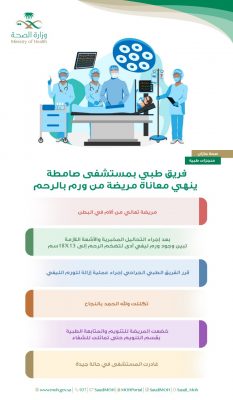 فريق طبي بمستشفى صامطة ينهي معاناة مريضة من ورم بالرحم