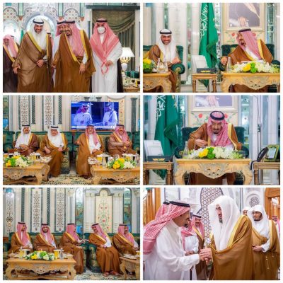 خادم الحرمين الشريفين يستقبل رئيس مجلس الأمة الكويتي وأصحاب الفضيلة والرئيس العام لشؤون الحرمين وأئمة المسجد الحرام..