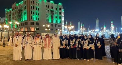 طلاب الجامعة العربية المفتوحة يشاركون في خدمة زاوّر المسجد النبوي..