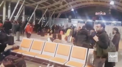 فيديو | لحظة وقوع الزلزال في مطار هطاي التركي قبل قليل.
