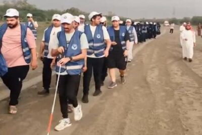 20 كفيف وكفيفة يحتفلون بمناسبة اليوم العالمي للعصا البيضاء في برنامج الهايكنج للمكفوفين..